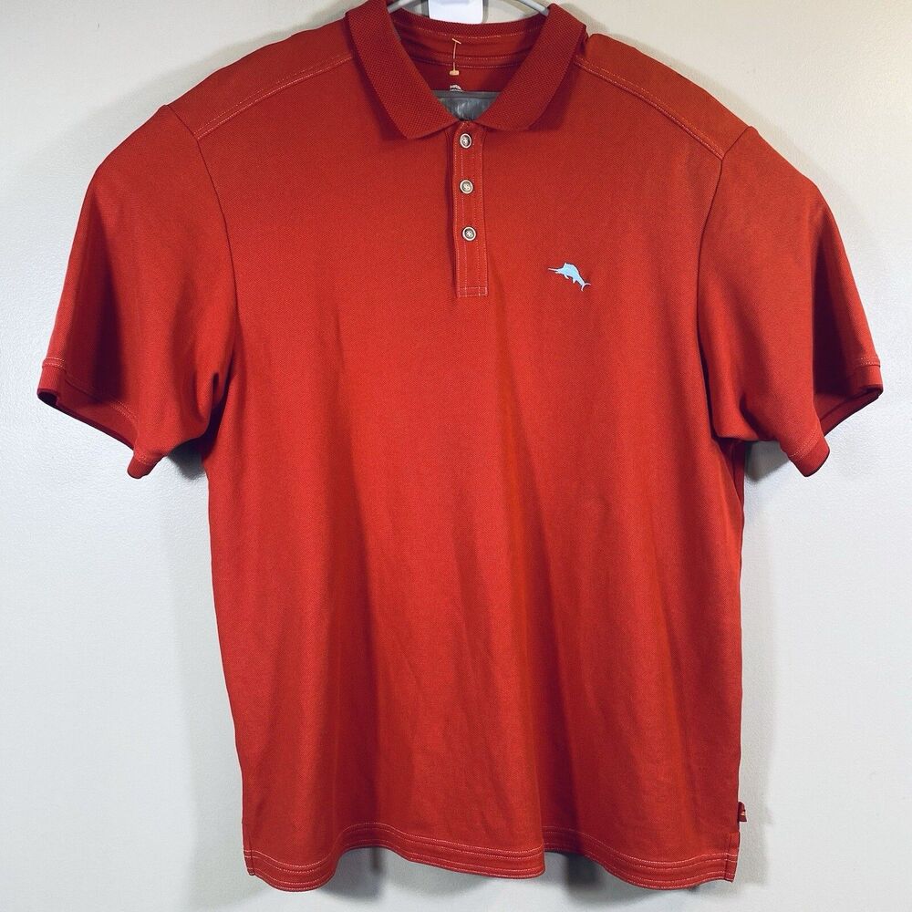 Tommy Bahama Shirt Mens XL Red Woven Supima Cotton Polo Golf Casual Outdoor